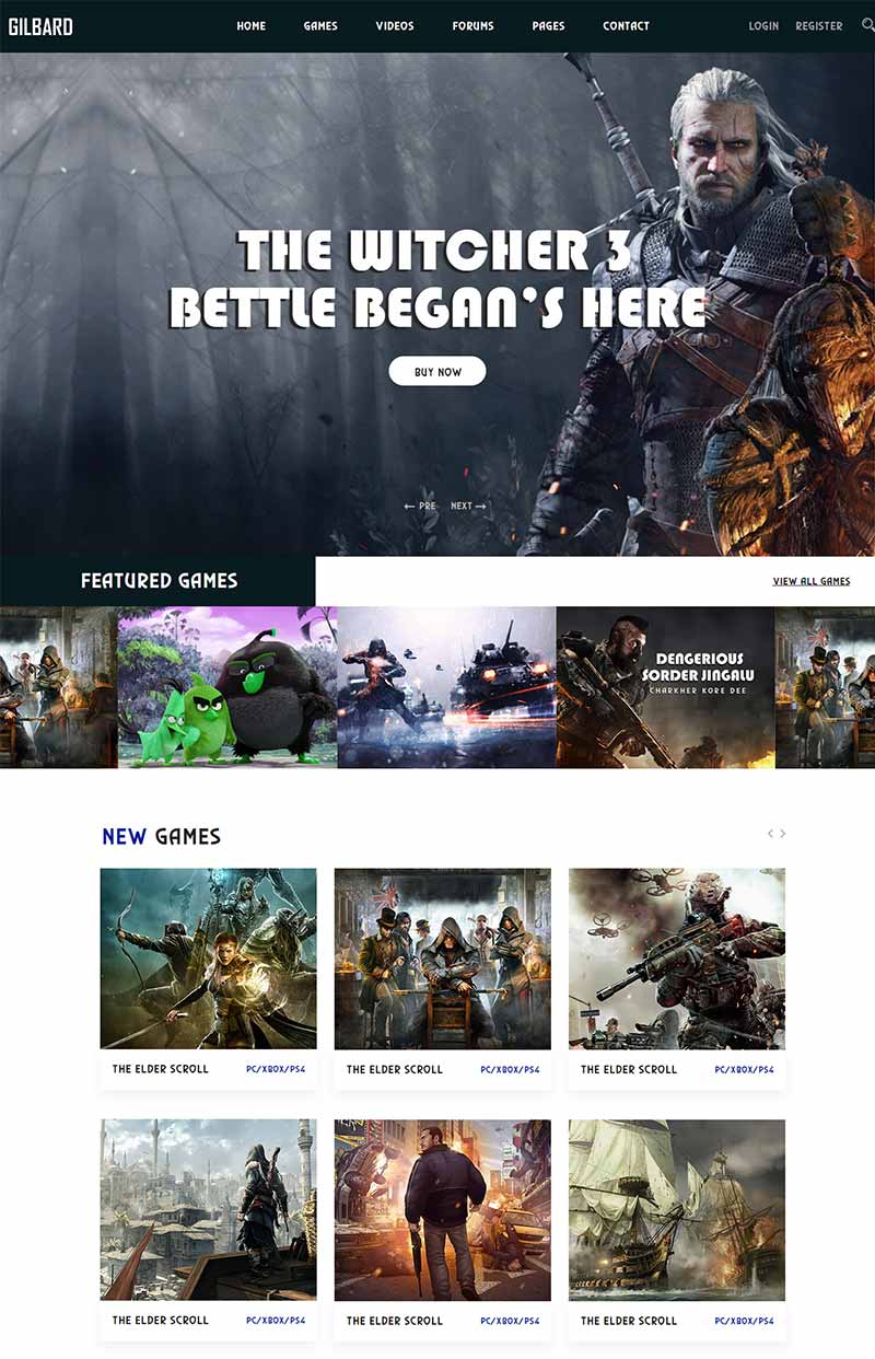 响应式游戏网站Bootstrap模板